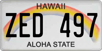 HI license plate ZED497