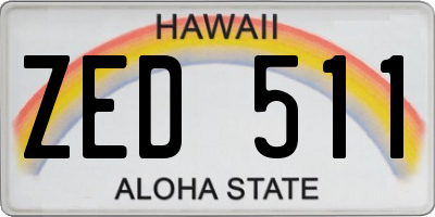 HI license plate ZED511