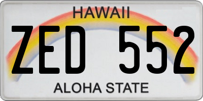 HI license plate ZED552