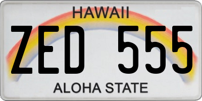 HI license plate ZED555