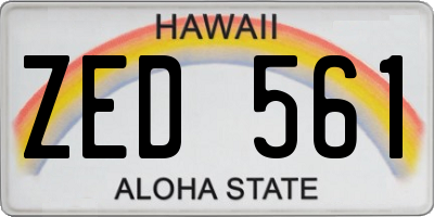 HI license plate ZED561