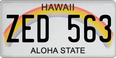 HI license plate ZED563