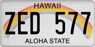 HI license plate ZED577