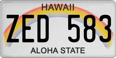 HI license plate ZED583