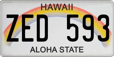 HI license plate ZED593