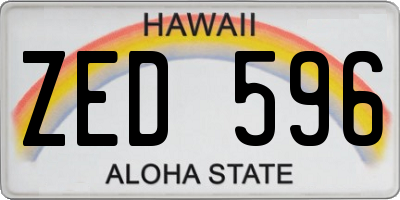 HI license plate ZED596
