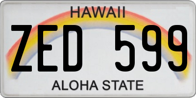 HI license plate ZED599