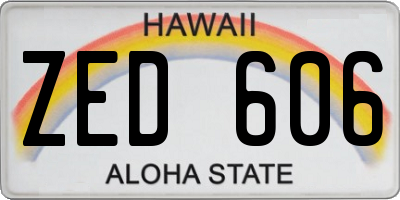 HI license plate ZED606