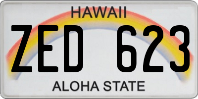 HI license plate ZED623