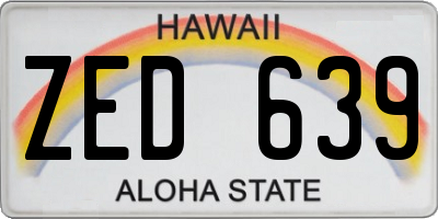 HI license plate ZED639
