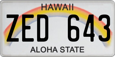 HI license plate ZED643