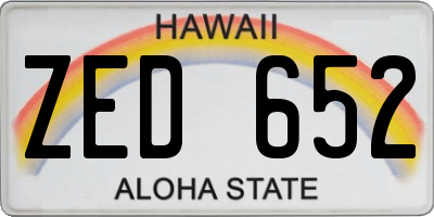 HI license plate ZED652
