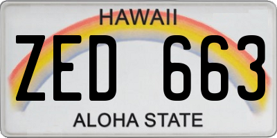 HI license plate ZED663
