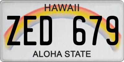 HI license plate ZED679