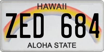 HI license plate ZED684