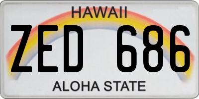 HI license plate ZED686