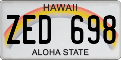 HI license plate ZED698