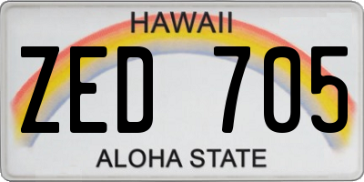 HI license plate ZED705