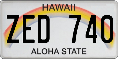 HI license plate ZED740
