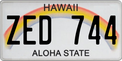 HI license plate ZED744