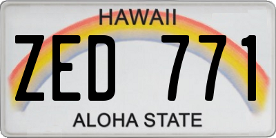 HI license plate ZED771