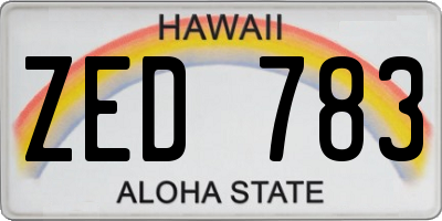 HI license plate ZED783