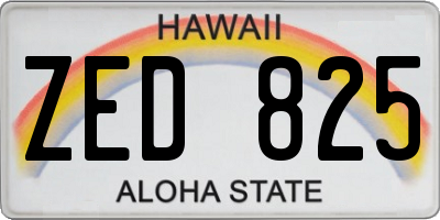 HI license plate ZED825
