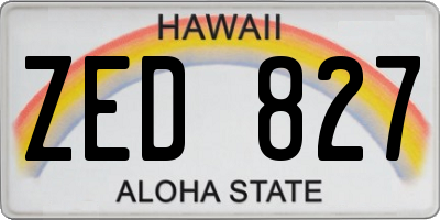 HI license plate ZED827