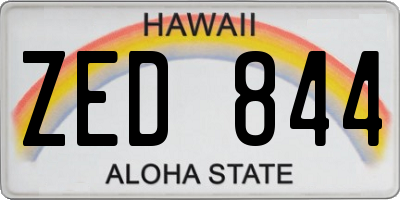 HI license plate ZED844