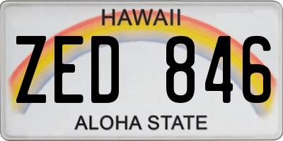 HI license plate ZED846