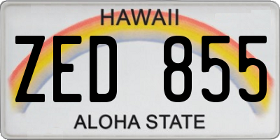 HI license plate ZED855