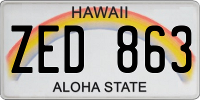 HI license plate ZED863