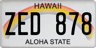 HI license plate ZED878