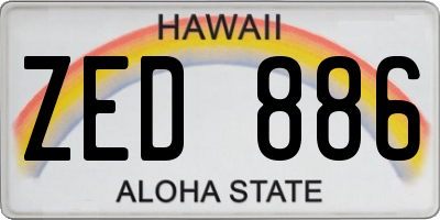 HI license plate ZED886
