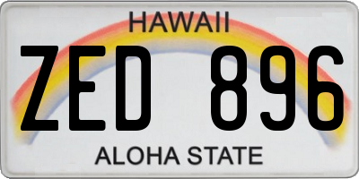 HI license plate ZED896