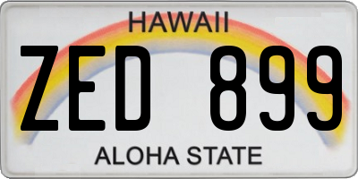 HI license plate ZED899