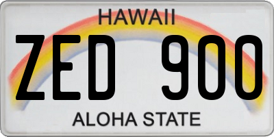 HI license plate ZED900
