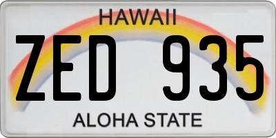 HI license plate ZED935
