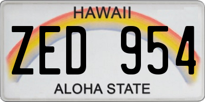 HI license plate ZED954