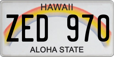 HI license plate ZED970