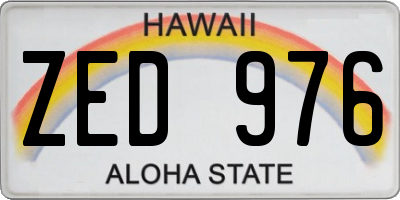 HI license plate ZED976