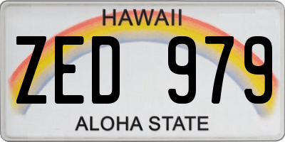 HI license plate ZED979