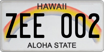 HI license plate ZEE002
