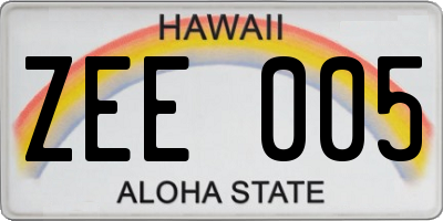 HI license plate ZEE005