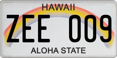 HI license plate ZEE009