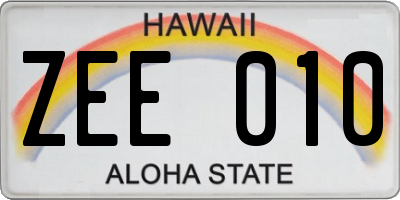 HI license plate ZEE010