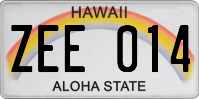 HI license plate ZEE014
