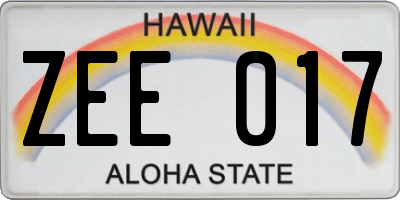 HI license plate ZEE017