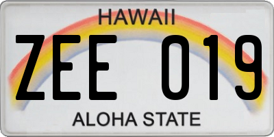 HI license plate ZEE019