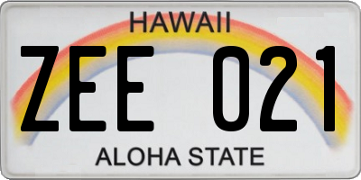 HI license plate ZEE021